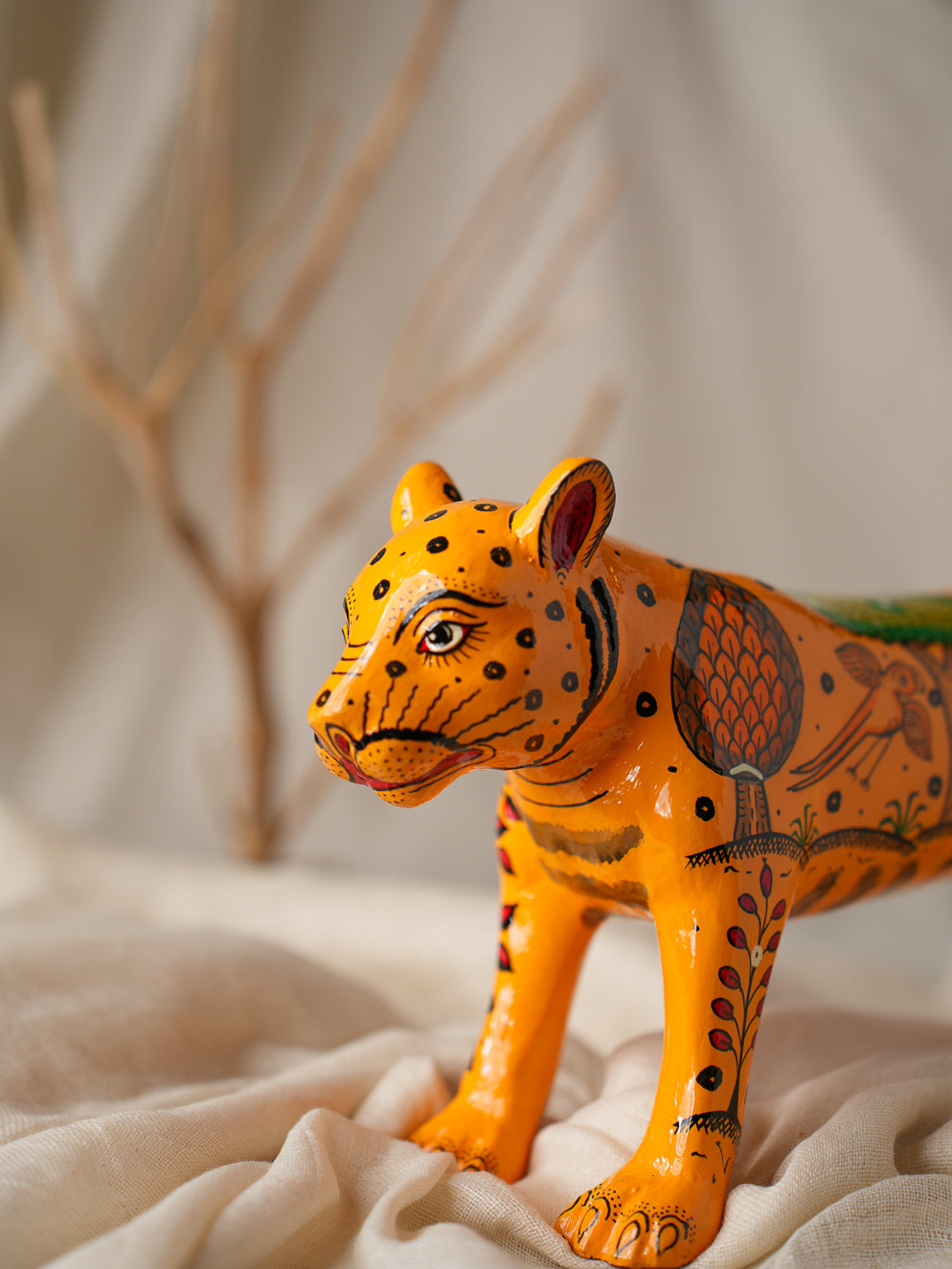 Load image into Gallery viewer, Pattachitra Art Curio - Orange Tiger