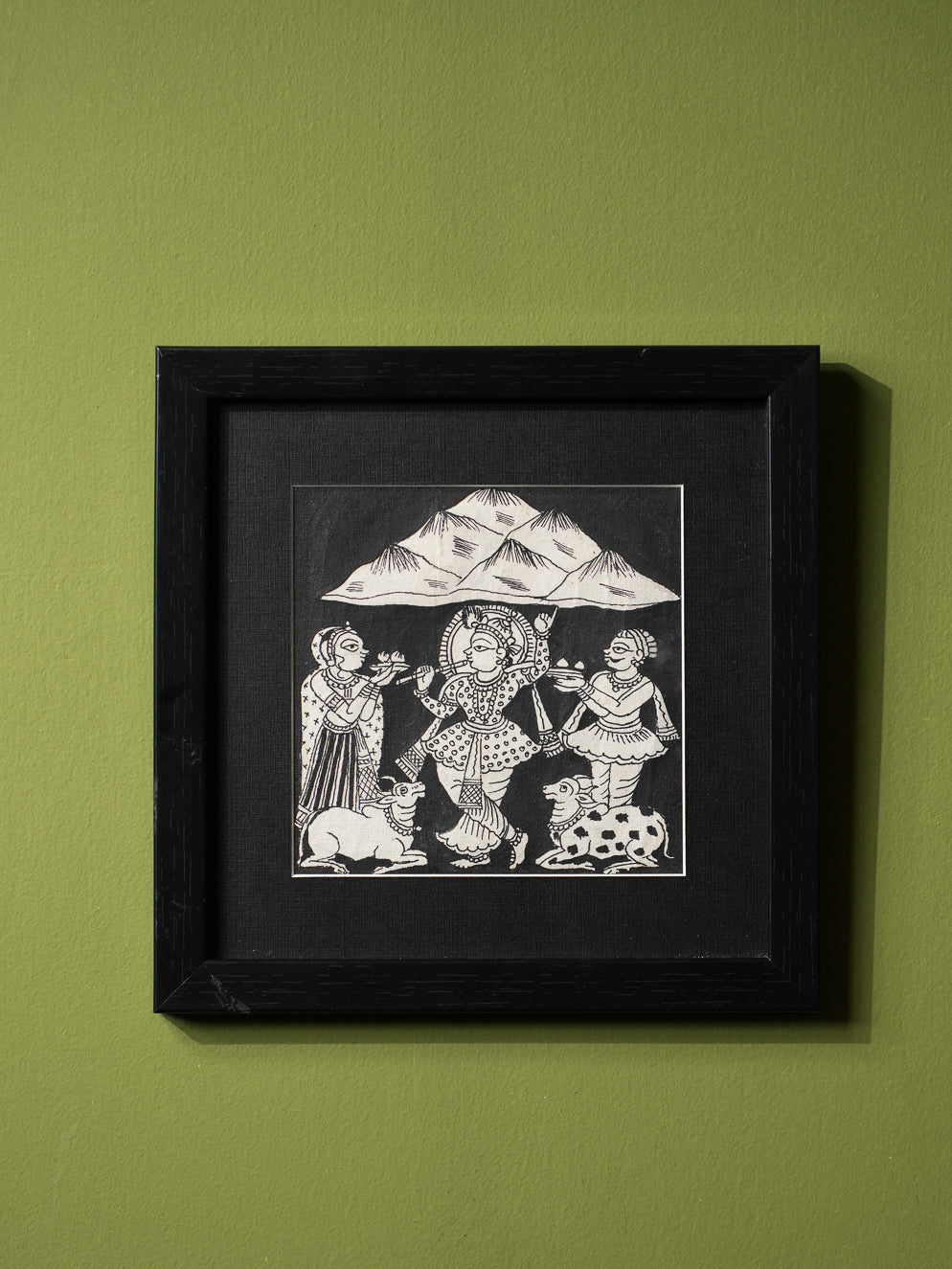 Load image into Gallery viewer, Phad Art Framed Painting - Krishna &amp; Govardhan, Small
