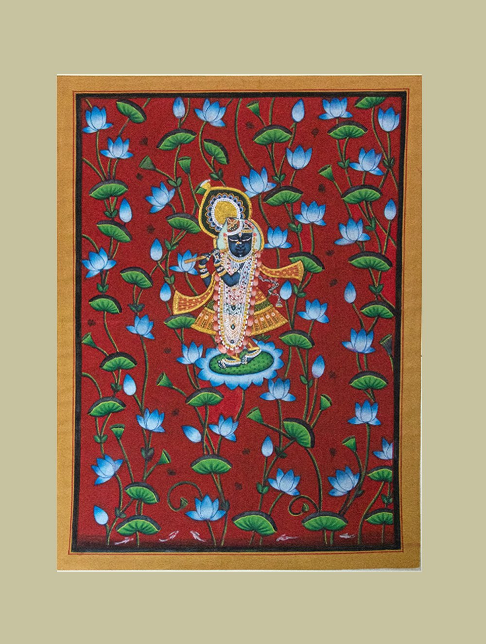Pichwai Painting ❃ Srinathji Amongst Pichwai Florals