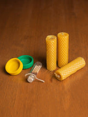 Pure Bees Wax Candles with Stand (Set of 3)
