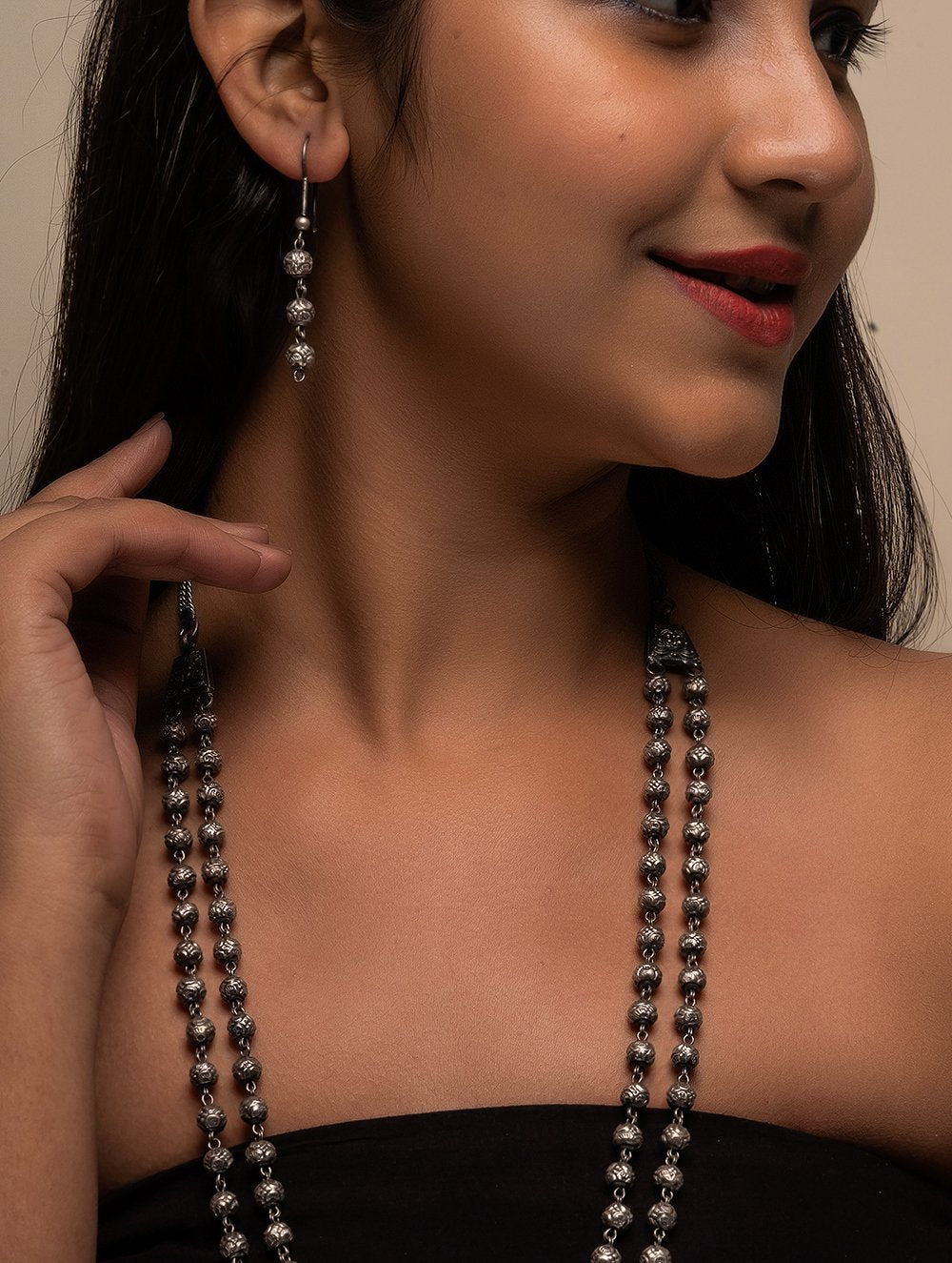 Pure Silver Traditional Maharashtrian Neckpiece - Mohanmala (Double String)