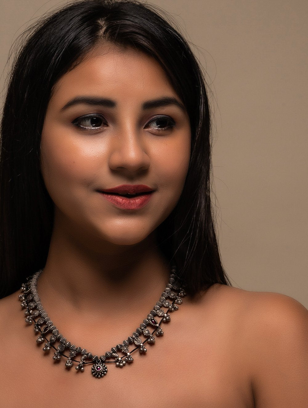 Pure Silver Traditional Maharashtrian Neckpiece - Saaz