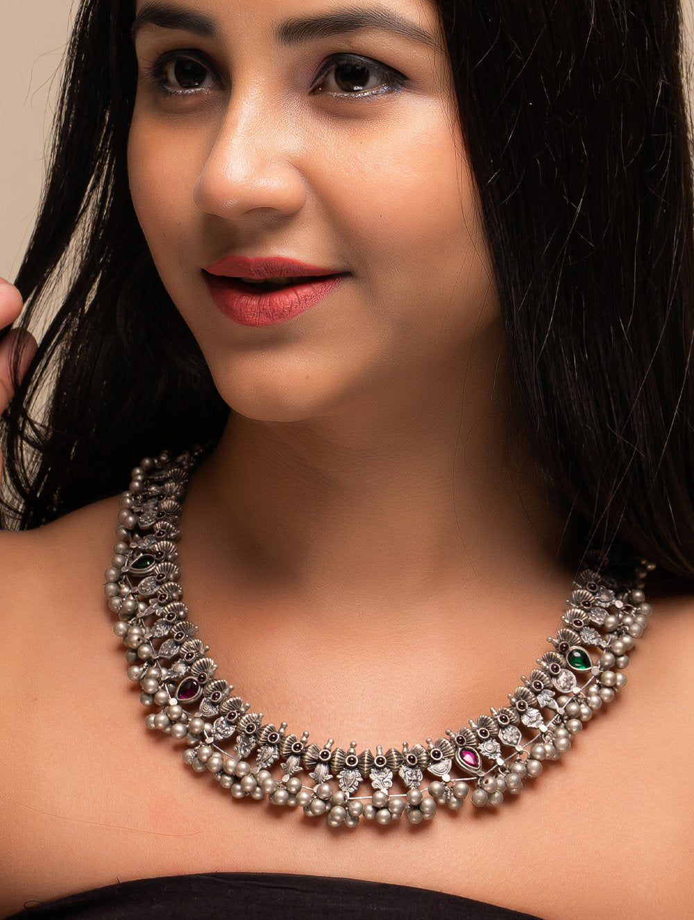 Pure Silver Traditional Maharashtrian Neckpiece - Saaz