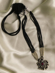 Pure Silver Traditional Maharashtrian Neckpiece With Saaz Pendant