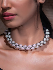 Pure Silver Traditional Maharashtrian Neckpiece - Lambat Mani Thushi