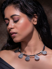 Pure Silver Traditional Maharashtrian Neckpiece - Laxmi Putli Har