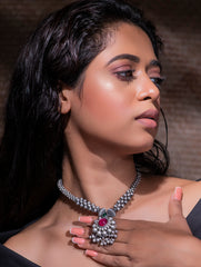 Pure Silver Traditional Maharashtrian Neckpiece - Saajghat Thushi