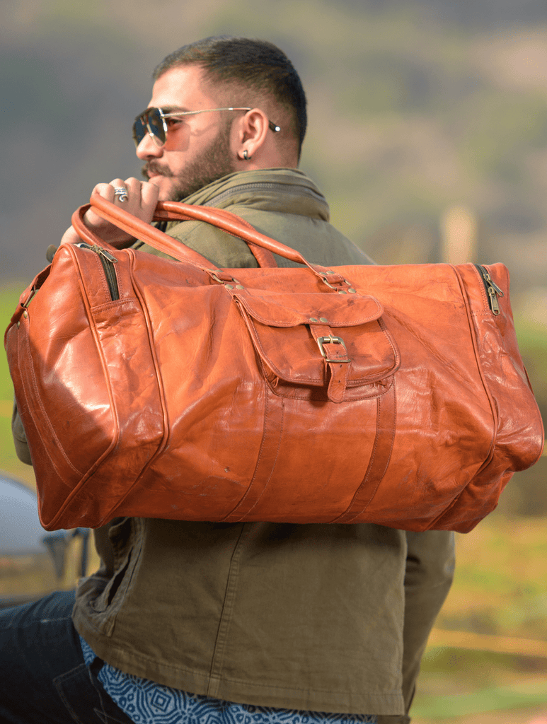 Rugged Leather Duffler Bag (Length-22")