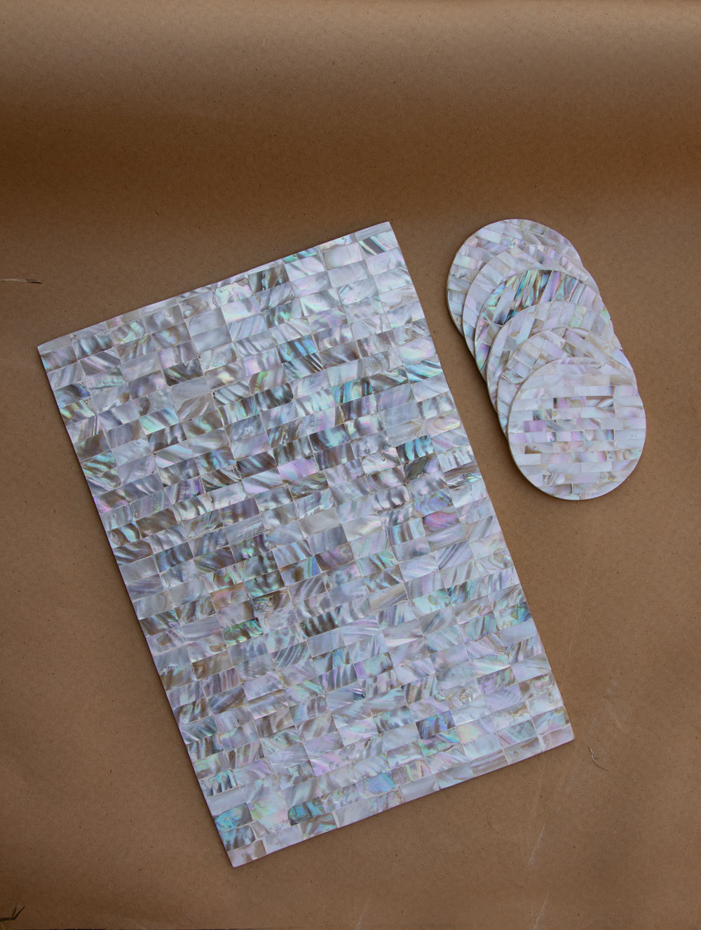 Shell Craft Coaster Set (Round - With Single Placemat)