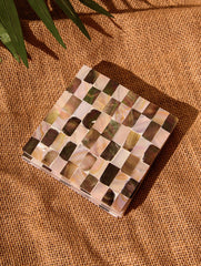 Shell Craft Coasters - Beige & Black (Set of 6)