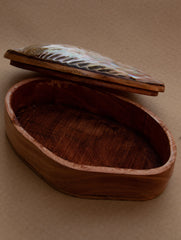 Shell Craft Multi-Utility Decorative Box (Oval; Rustic Wooden Base)