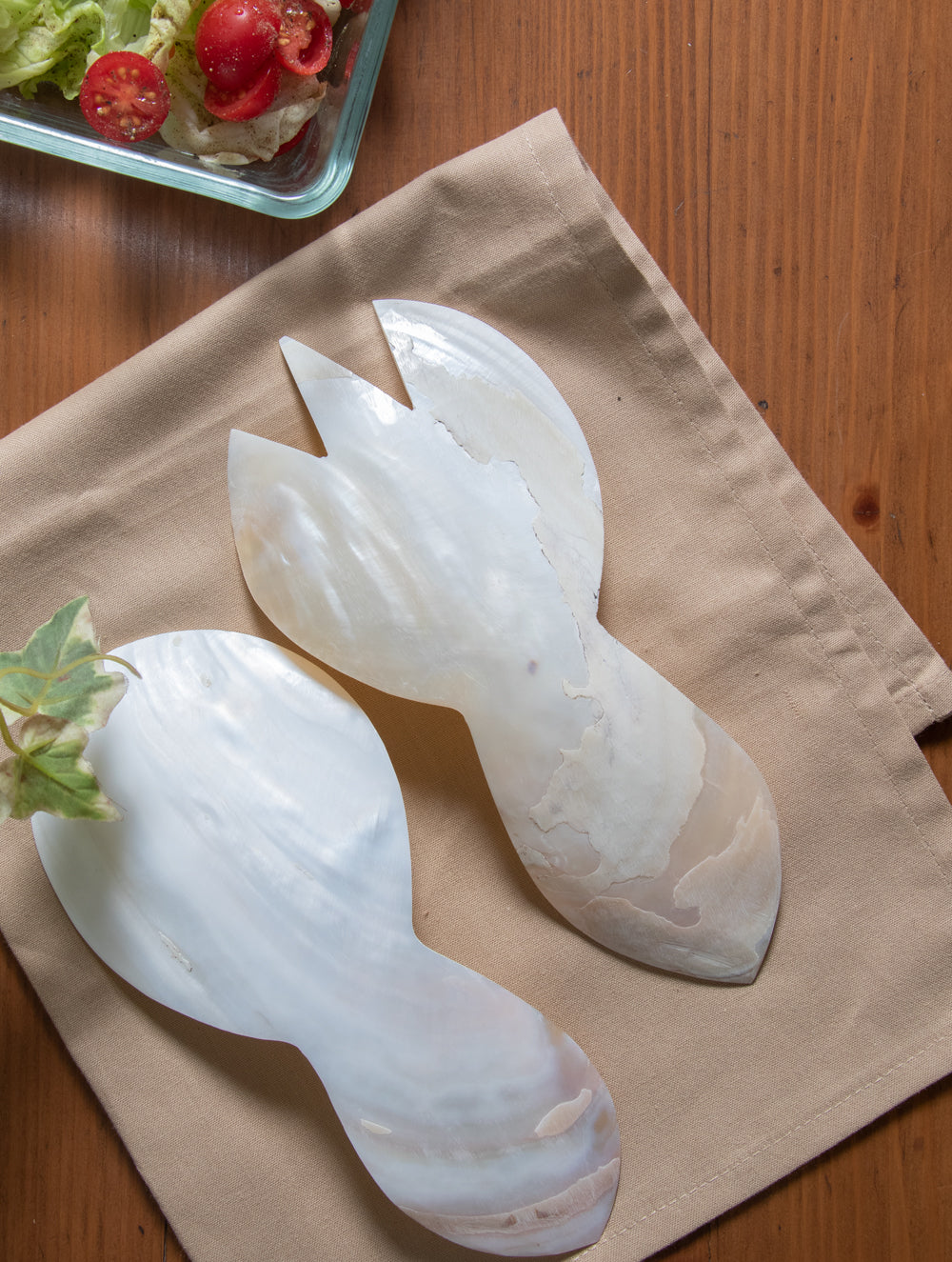 Shell Craft Salad Spoons - (Set of 2) - The India Craft House