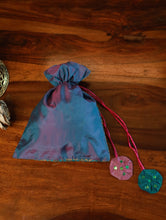 Load image into Gallery viewer, Silk Brocade Potli Bag - Peacock Blue