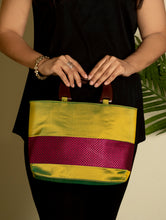 Load image into Gallery viewer, Silk Tote Bag with Khand Fabric Trimming - The India Craft House 