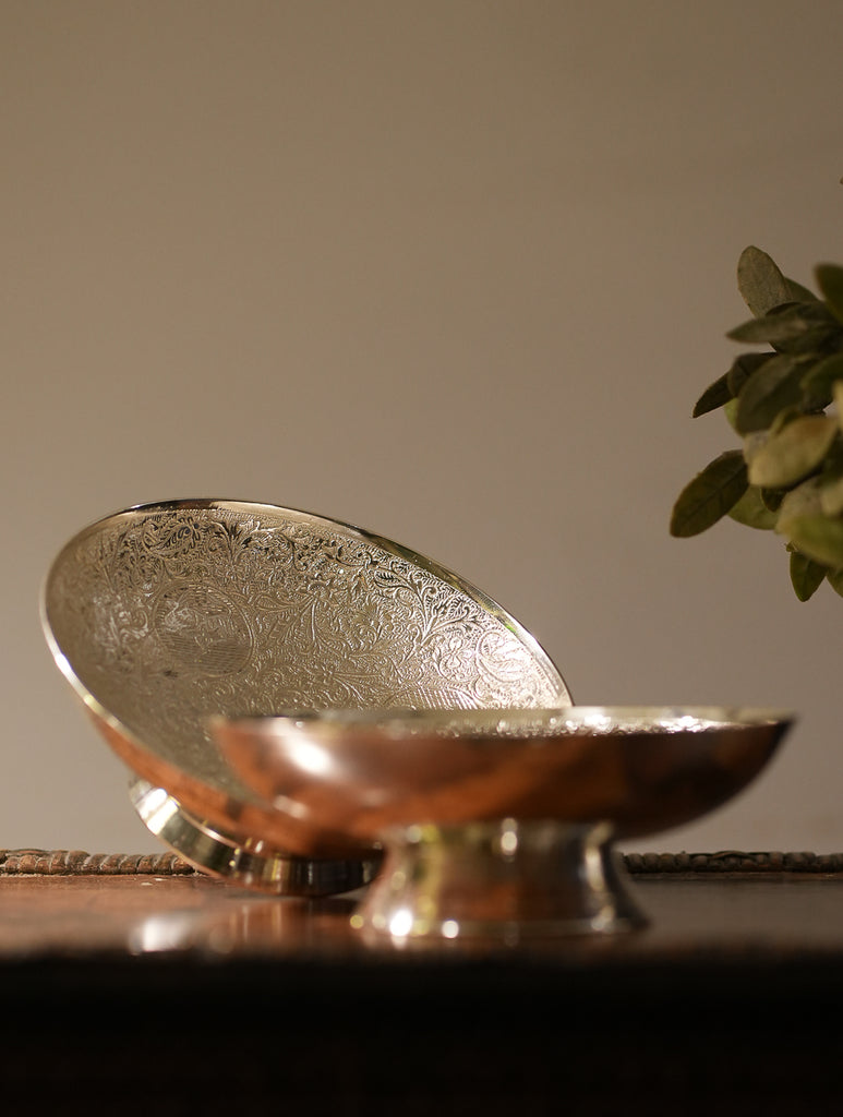 Silver plated Metal Bowls (Set of 2) 