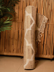 Soft Cotton Woven Yoga Mat - Beige Ornate