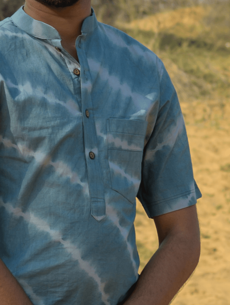 Summer Breeze - Tie & Dye Cotton Shirt - Dull Blue