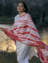 Summer Breeze - Tie & Dye, Chanderi & Gota Dupatta - Deep Red