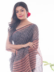 Summer Moods. Bagru Block Printed Kota Doria Saree - Mosaic