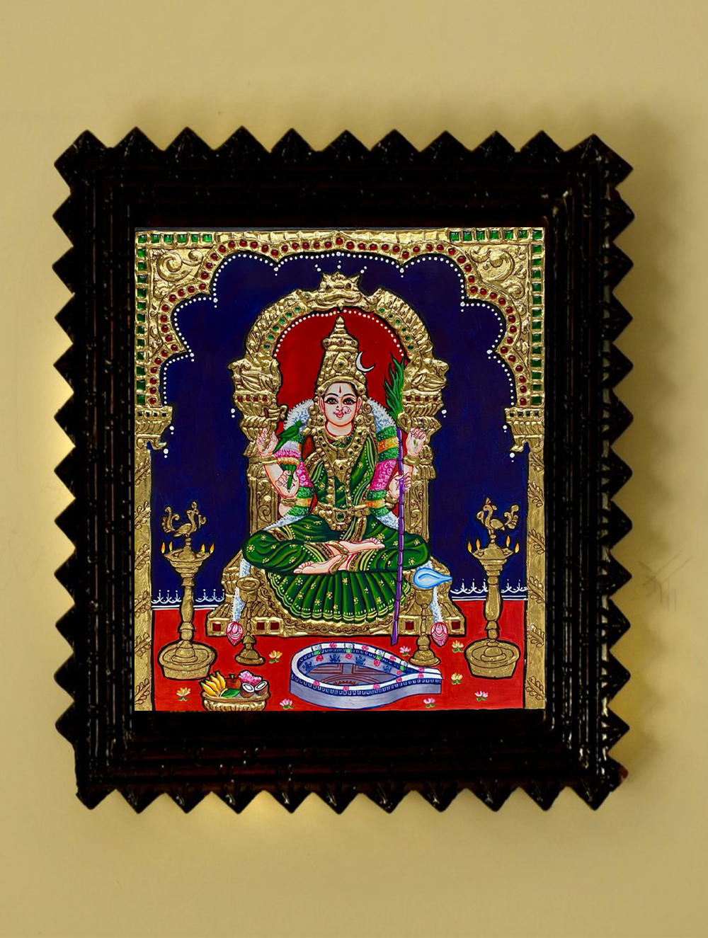 Tanjore Painting In Chettinad Frame - Parvati