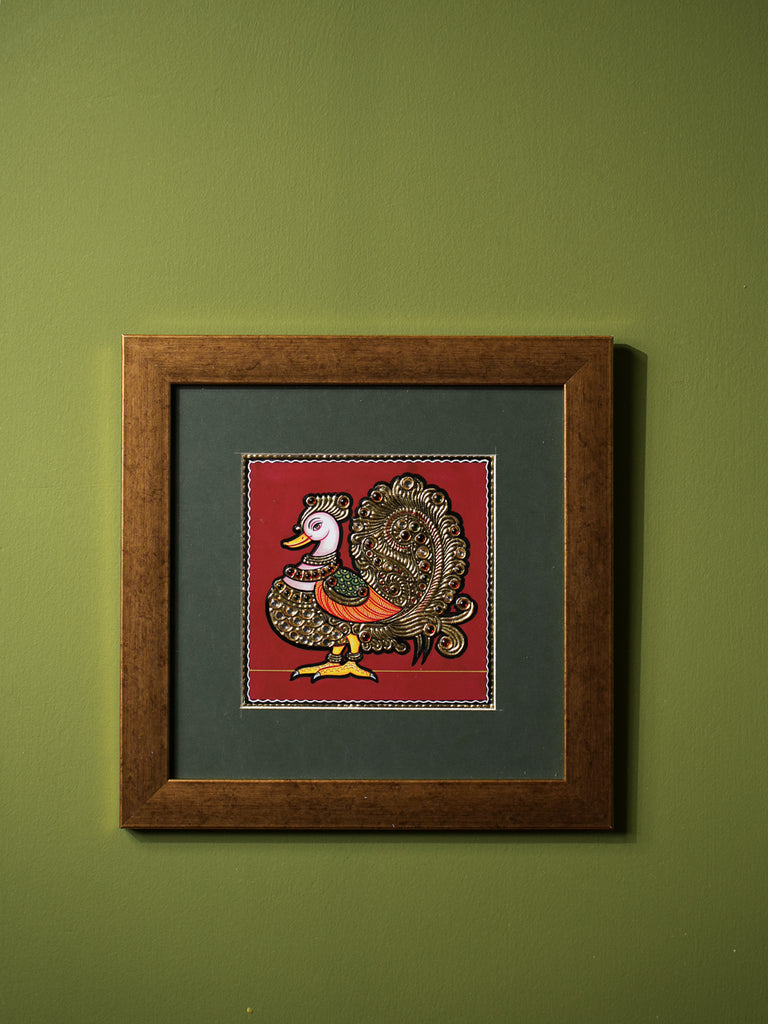 Tanjore Art Painting Frame - Peacock, Small