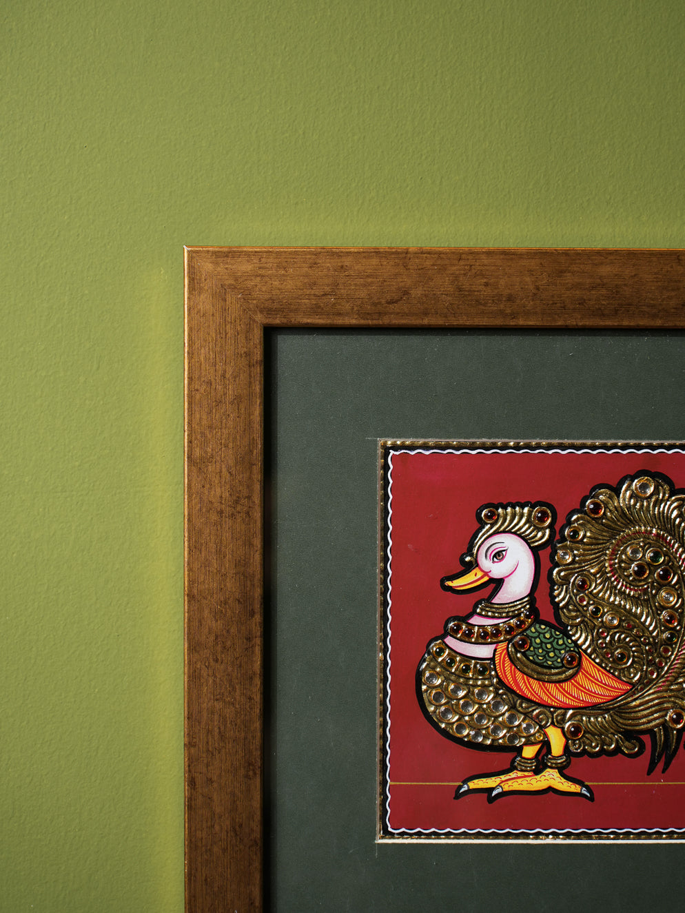 Tanjore Art Painting Frame - Peacock, Small