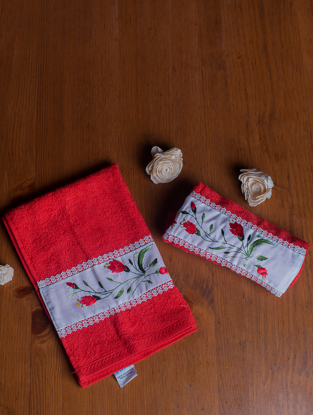 The Floral Collection - Embroidered Towel Sets (Hand Towels, Set of 2)