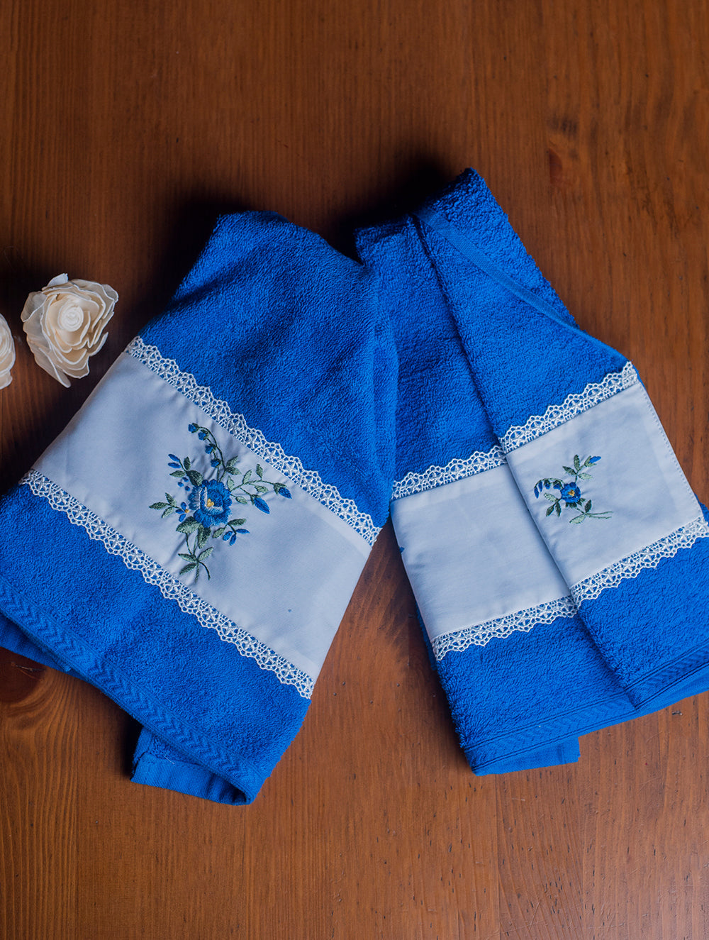 The Floral Collection - Embroidered Towel Sets (Hand Towels, Set of 2)