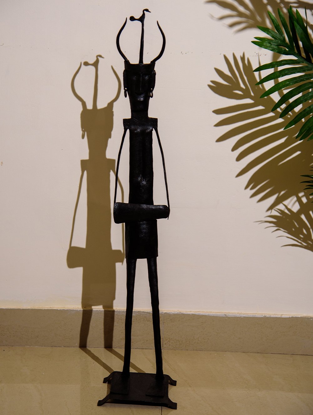 The India Craft House Bastar Tribal Curio Musical Man Figurine - Large