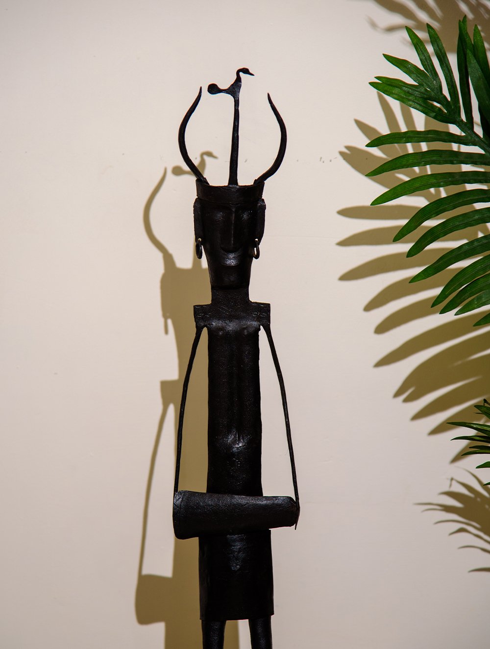 The India Craft House Bastar Tribal Curio Musical Man Figurine - Large