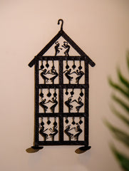 The India Craft House Bastar Tribal Dancing Women Diya Holder - Medium