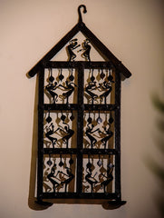 The India Craft House Bastar Tribal Dancing Women Diya Holder - Medium