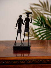The India Craft House Bastar Tribal Two Men Candle Holder