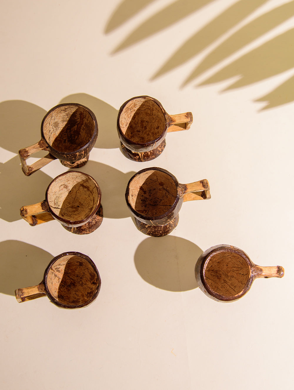The India Craft House Coconut Shell Wooden Tea Cups (Set of 6)
