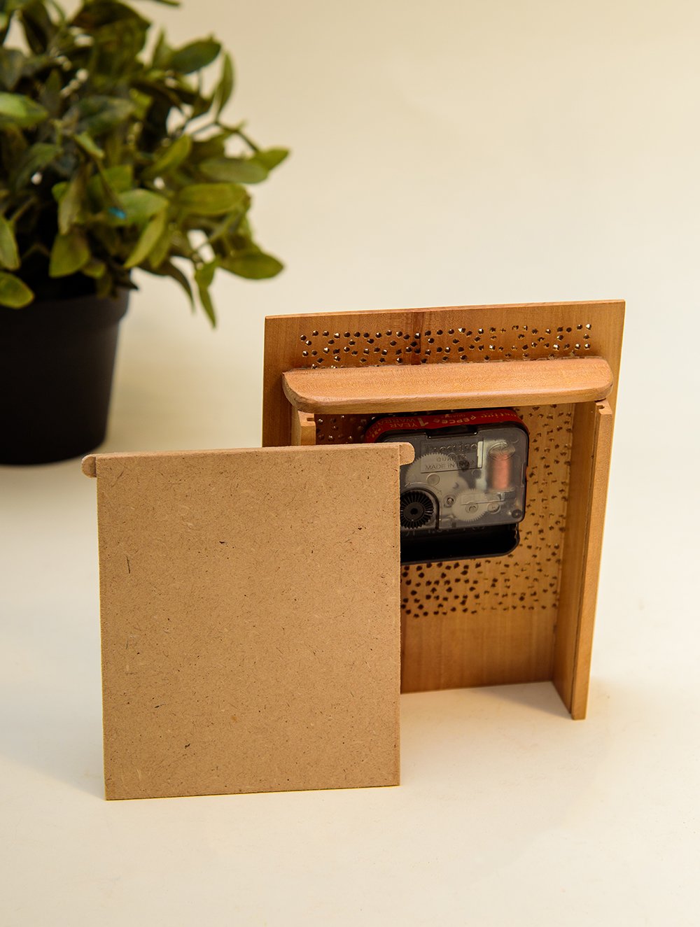 The India Craft House Intricate, Wooden Jaali Rectangle Desk Clock