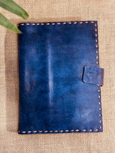 The India Craft House Jawaja Handmade Leather Diary with Button Closure - Blue