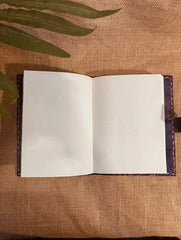 The India Craft House Jawaja Handmade Leather Diary with Button Closure - Blue