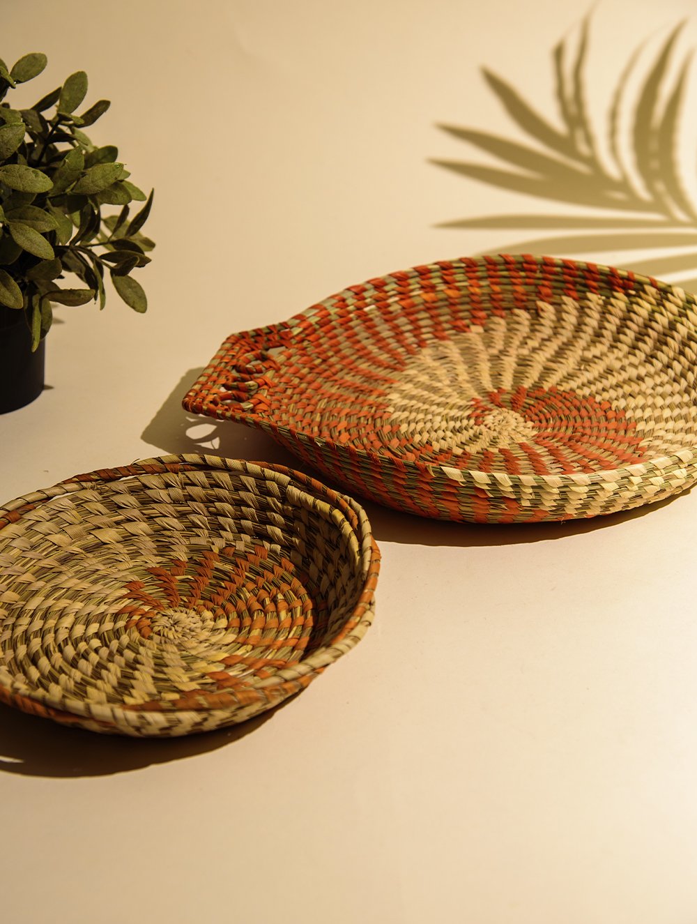 The India Craft House Khajur & Sabai Utility Baskets (Set of 2)