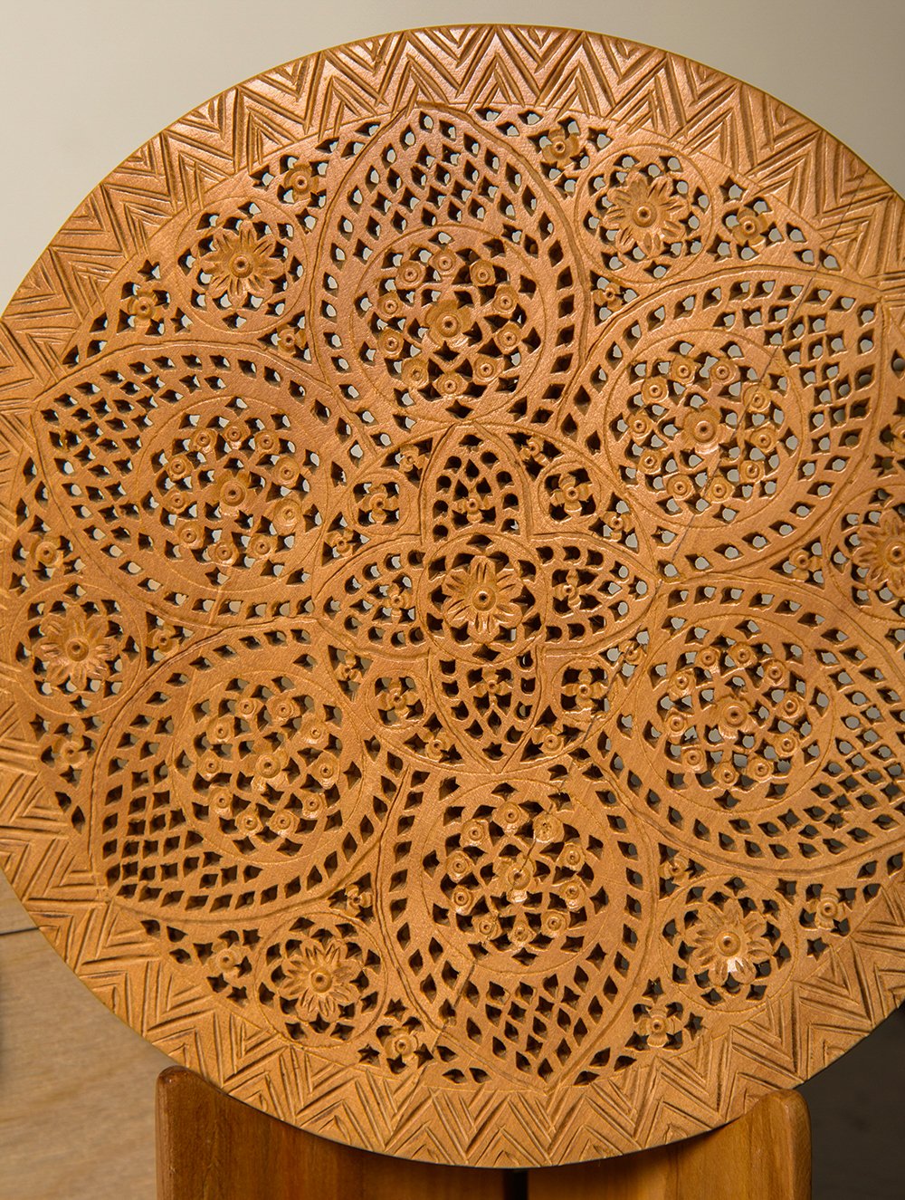 The India Craft House Wooden Jaali Decorative Plate - Lotus