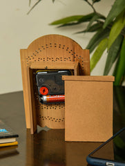 The India Craft House Wooden Jaali Desk Clock