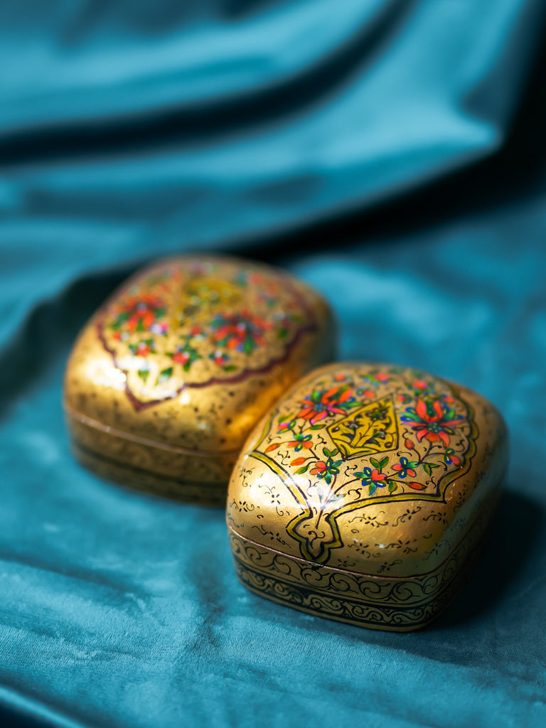 The Shahi Collection. Exclusive Kashmiri Art Decorative Boxes (Set of 2) - Flora