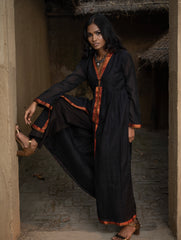 Traditional Elegance. Hand Embroidered Ilkal & Zardozi Ethnic Kurta / Dress - Regal Black