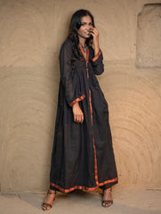 Traditional Elegance. Hand Embroidered Ilkal & Zardozi Ethnic Kurta / Dress - Regal Black