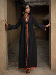 Traditional Elegance. Hand Embroidered Ilkal & Zardozi Ethnic Kurta / Dress - Regal Black