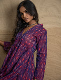 Traditional Elegance. Hand Woven Ikat Ethnic  Kurta / Dress - Purple