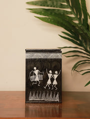 Warli Art Utility Box - Dark Brown