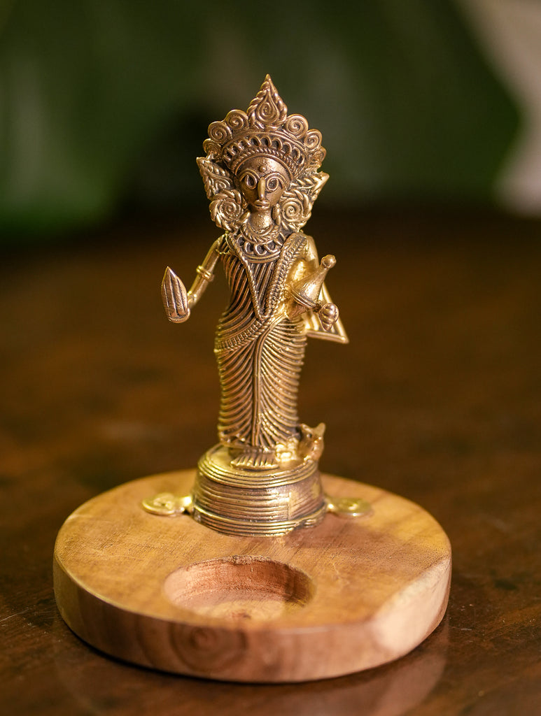 Wood & Dhokra Craft Tealight Holders - Lakshmi