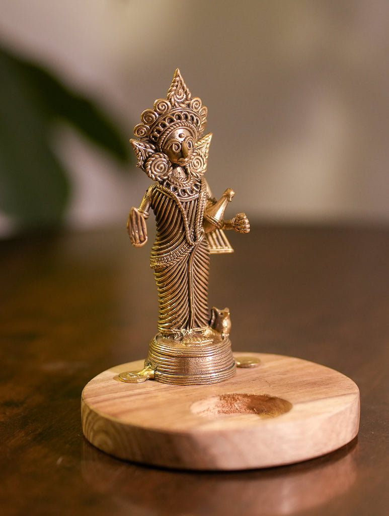Wood & Dhokra Craft Tealight Holders - Lakshmi
