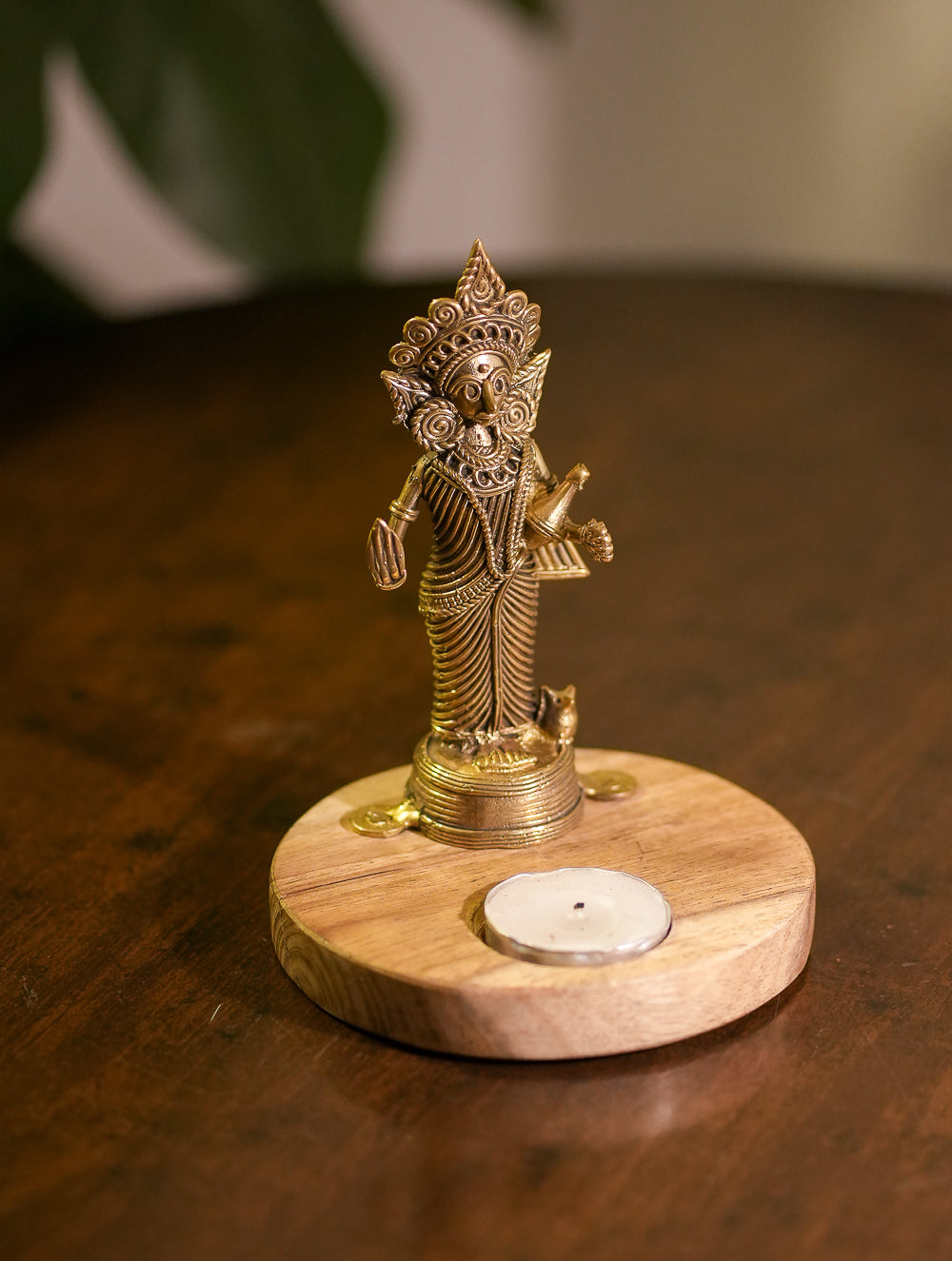 Load image into Gallery viewer, Wood &amp; Dhokra Craft Tealight Holders - Lakshmi
