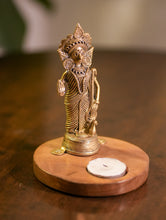 Load image into Gallery viewer, Wood &amp; Dhokra Craft Tealight Holders - Saraswati
